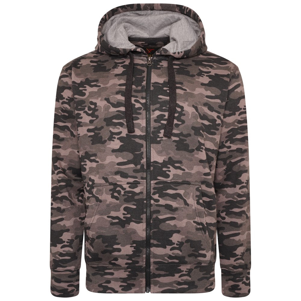 Mens camo zip hoodie top