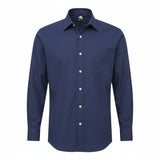 Navy blue polycotton long sleeve shirt with chest pocket for larger men professional workwear