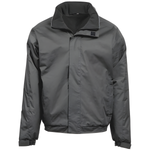 Close-up of Orn Fulmar bomber jacket waterproof zippers and reinforced seams for big men's durability