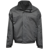 Close-up of Orn Fulmar bomber jacket waterproof zippers and reinforced seams for big men's durability