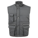 Big men's Orn Eider windproof bodywarmer in graphite grey, sizes 2XL to 5XL, professional workwear with proper fit guarantee