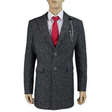 Cavani Signature Abe 3/4 Length Black & Grey Tweed Overcoat - Big Guys Menswear