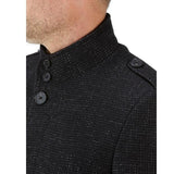 Skopes Black Textured 3/4 Length Stylish Overcoat - Big Guys Menswear