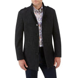 Skopes Black Textured 3/4 Length Stylish Overcoat - Big Guys Menswear