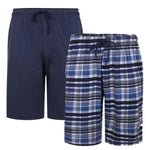 Kam Check/Plain Lounge Shorts ~ Pack of 2 - Big Guys Menswear