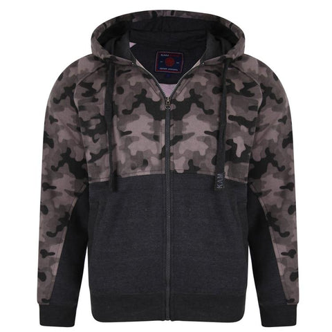 Camo Panelled Zip Thru Hoody