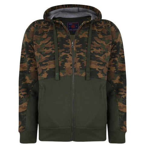 Kam Camo Panelled Zip Thru Hoody